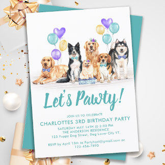 Welpe Hund Lasse Pawty Birthday Party Einladung