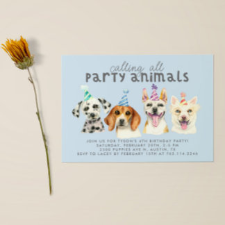 Welpe Hund Party Tiere Geburtstag Einladung