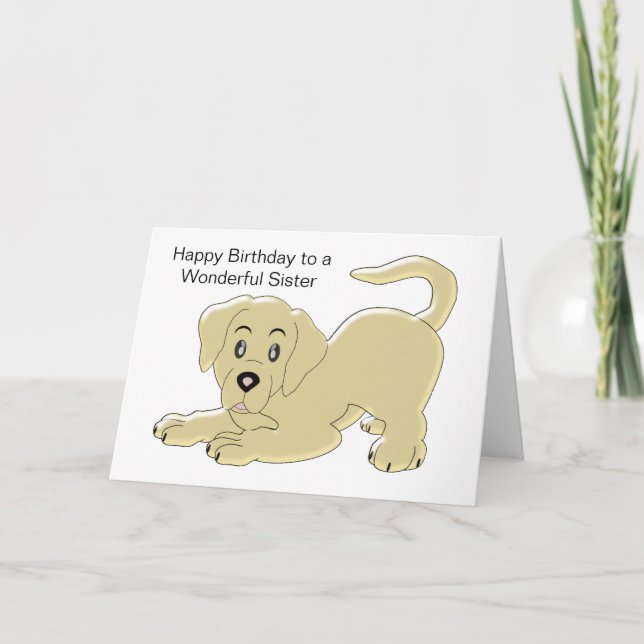 Welpe Hund Personalisiert Sister Birthday Karte (Vorderseite)