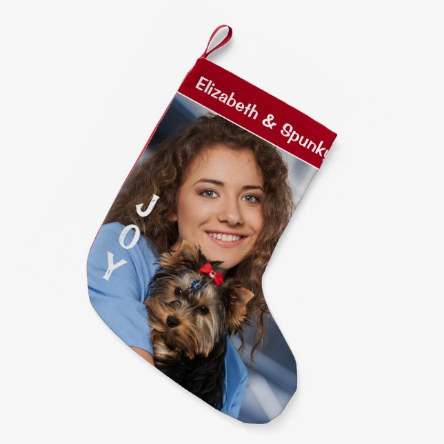 Welpe Hund Tier Foto Urlaub personalisieren Kleiner Weihnachtsstrumpf (Vorderansicht (hängend))