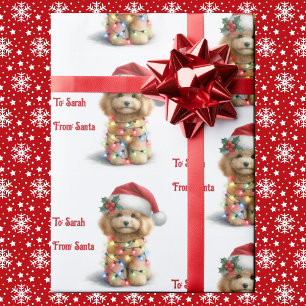 Welpe Hund Weihnachtsbeleuchtung personalisieren N Geschenkpapier