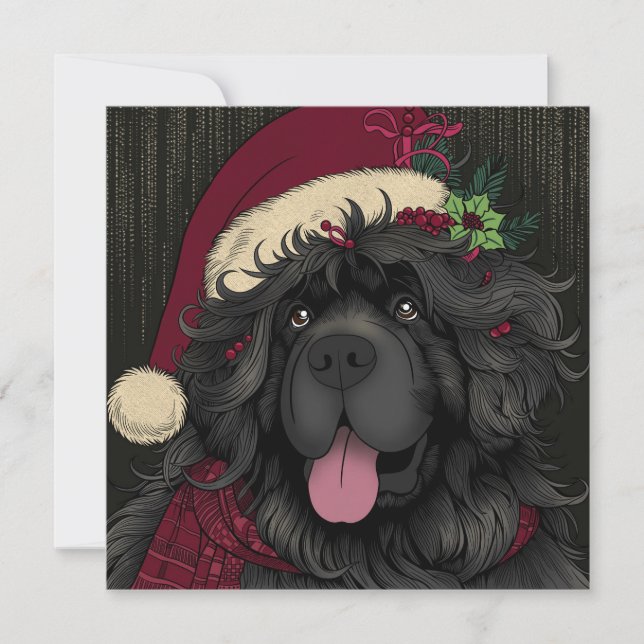 Welpe-Hund-Weihnachtsmannmütze Feiertagskarte (Vorderseite)