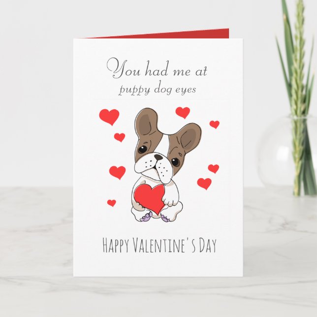 Welpe Hunde Augen Niedlich Valentinin Karte (Vorderseite)