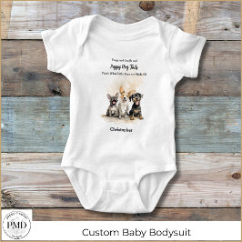 Welpe Hunde Schwänze Rhyme Baby Boy Personalisiert Baby Strampler