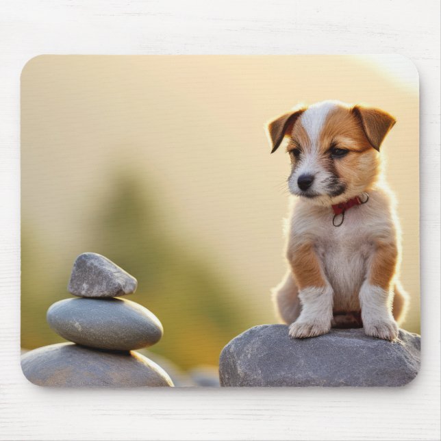 Welpe Hunde Tier Transittier Friedlich Mousepad (Vorne)
