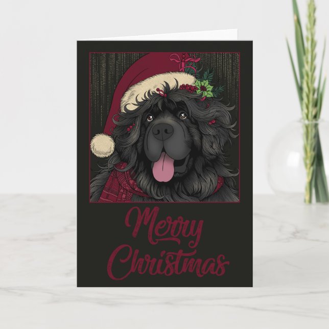 Welpe Hunde Weihnachtsmannmütze Frohe Weihnachten (Vorderseite)