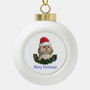 Welpe Hunde Weihnachtsschmuck Keramik Kugel-Ornament