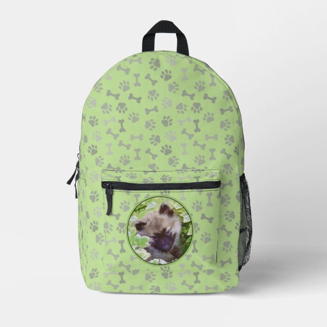 Welpe im Garten Malerei Original Kunst Bedruckter Rucksack (Vorderseite)