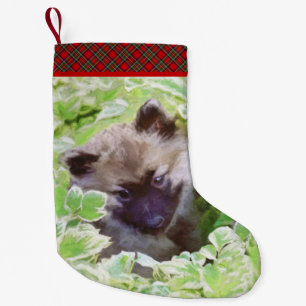 Welpe im Garten Malerei Original Kunst Kleiner Weihnachtsstrumpf