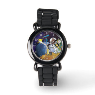 Welpe im Weltraum und Alien mit Teleskop Armbanduhr