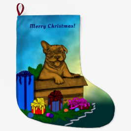 Welpe in A Box , frohe Weihnachten Großer Weihnachtsstrumpf