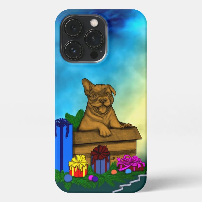 Welpe in A Box , frohe Weihnachten iPhone 13 Pro Hülle (Rückseite)