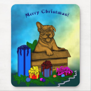 Welpe in A Box , frohe Weihnachten Mousepad