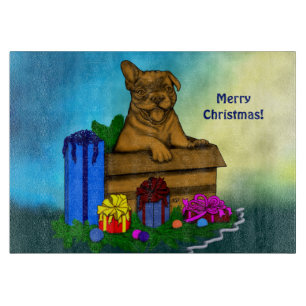 Welpe in A Box , frohe Weihnachten Schneidebrett