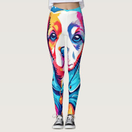 Welpe in Blue Coat Design Leggings