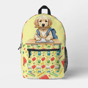 Welpe in der Klasse bereit fürs Bestehen Bedruckter Rucksack