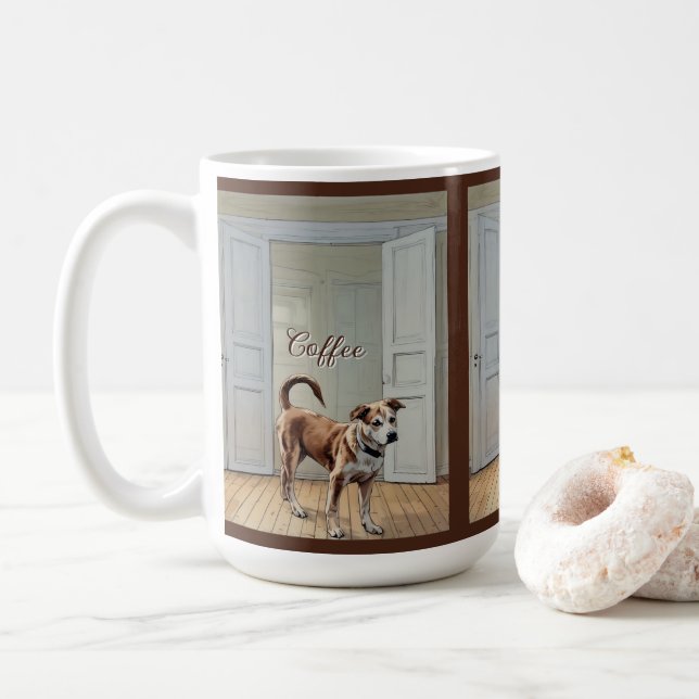 Welpe in der Tasse der Tür (Mit Donut)