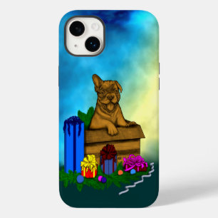 Welpe in einer Schachtel, Frohe Weihnachten iPhone 14 Plus Hülle