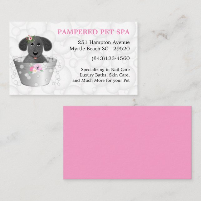 Welpe in Tub Pet Groomer Visitenkarte (Vorne/Hinten)