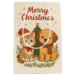 Welpe & Kitten Weihnachtsmann Mittlere Geschenktüte