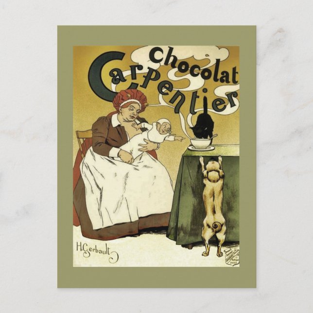 Welpe, Kitty und Hot Chocolate Postkarte (Vorderseite)