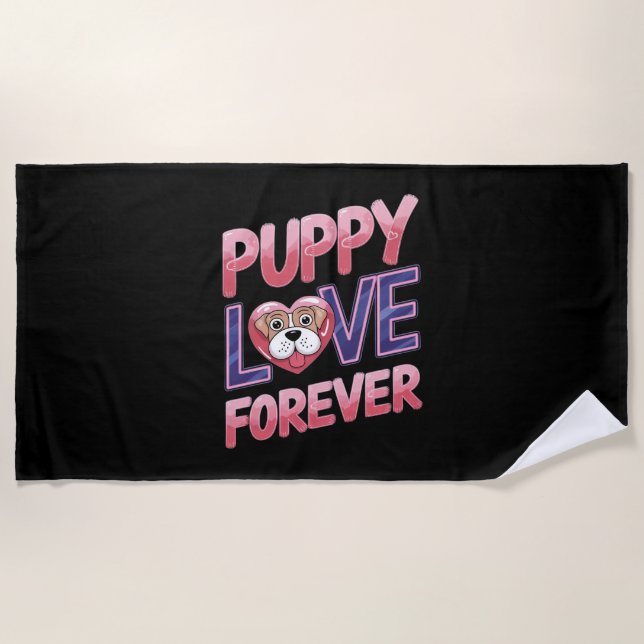Welpe Liebe Forever Dog Strandtuch (Vorderseite)