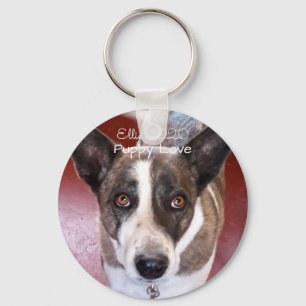 Welpe Liebe Hund sehen sich Ihrem Foto gegenüber g Schlüsselanhänger