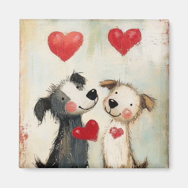 Welpe Liebe, Hundevalentin, Magnet (Vorne)