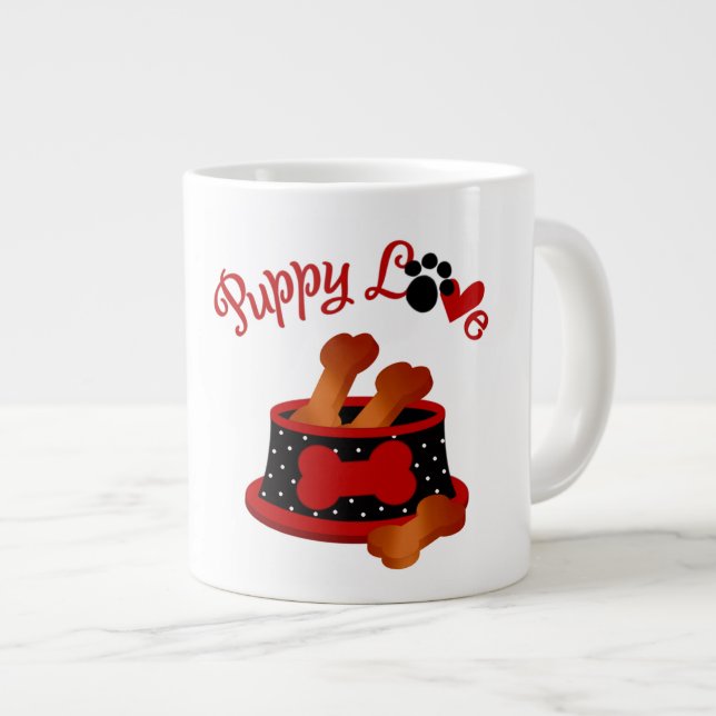 Welpe Liebe - Jumbo-Tasse (Vorderseite Rechts)