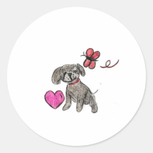 Welpe Liebe Runder Aufkleber