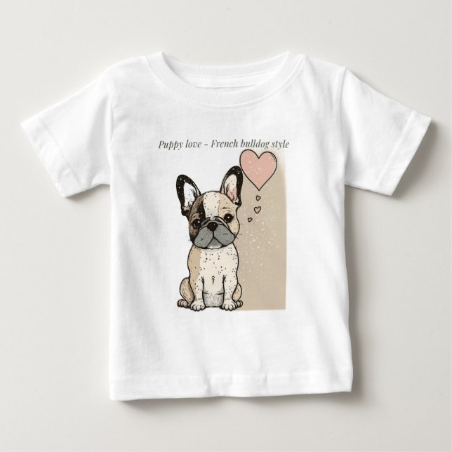 Welpe Liebe - Stile eines französischen Bulldoggen Baby T-shirt (Vorderseite)