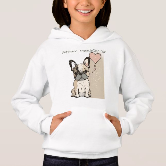 Welpe Liebe - Stile eines französischen Bulldoggen Hoodie (Vorderseite)