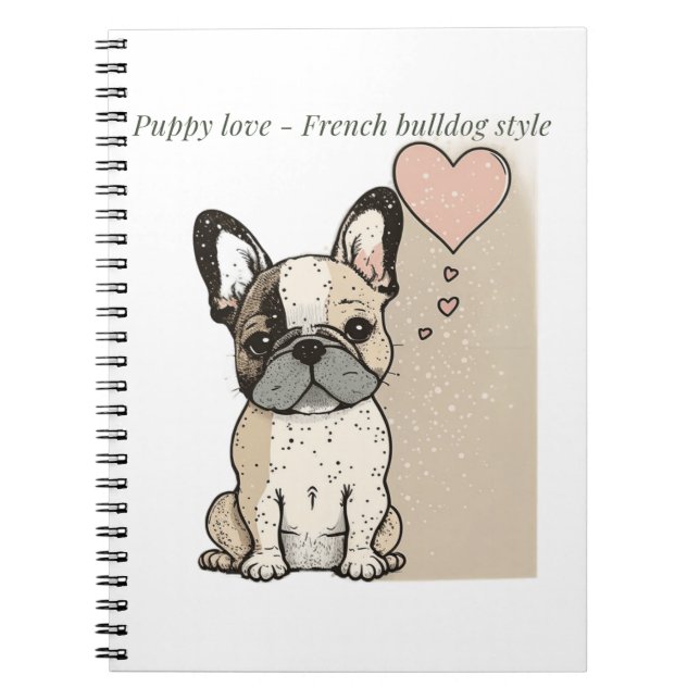 Welpe Liebe - Stile eines französischen Bulldoggen Notizblock (Vorderseite)
