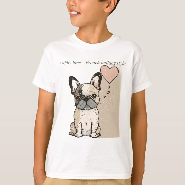 Welpe Liebe - T - Shirt im Stile eines französisch (Vorderseite)