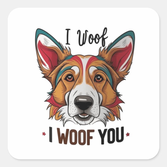 Welpe Liebe Vibes Quadratischer Aufkleber (Vorderseite)