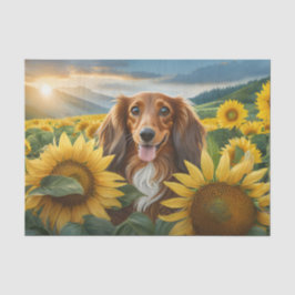 Welpe Lieben Sonnenblumen Braune Dackel Seidenpapier