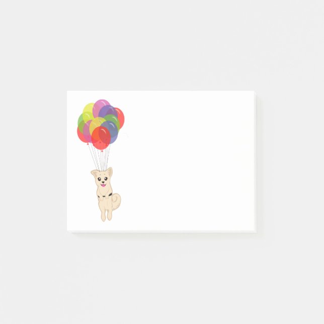 Welpe mit Ballonen Post-it Klebezettel (Vorderseite)