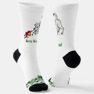 Welpe mit Bell und Ball , Frohe Weihnachten! Socken