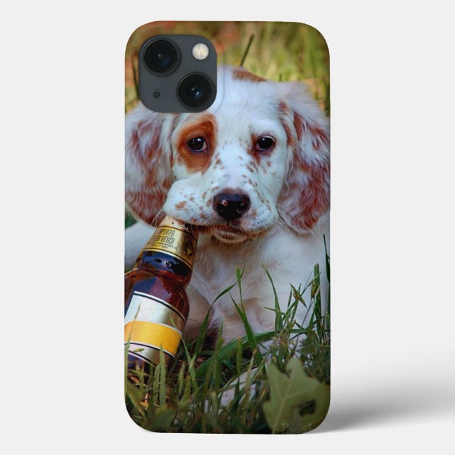 Welpe mit Bierflasche Case-Mate iPhone Hülle (Rückseite)