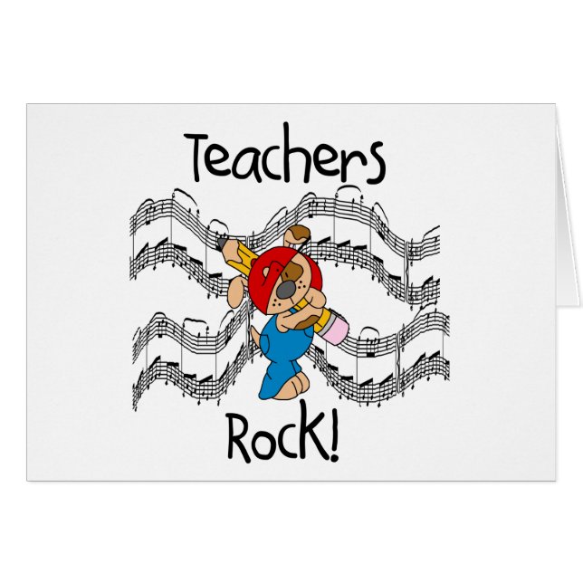 Welpe mit Bleistift-Lehrer-Felsen (Vorderseite (Horizontal))