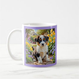 Welpe mit Blumen Kaffeetasse