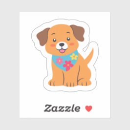 Welpe mit floralem Bandana Niedlicher Hund Aufkleber