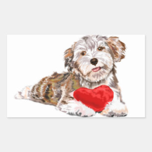 Welpe mit Heart Geschenksticker-Liebe Rechteckiger Aufkleber