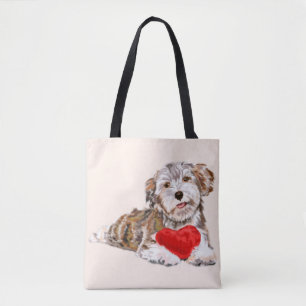 Welpe mit Heart Gift Toag Tasche