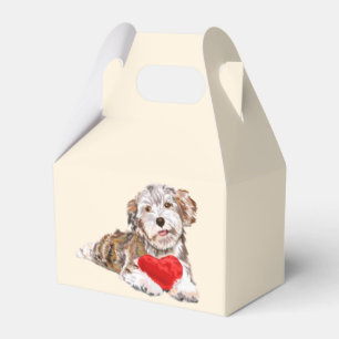 Welpe mit Herz-Geschenkboxen Geschenkschachtel
