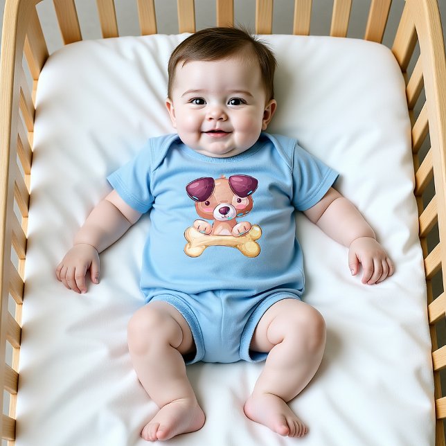 Welpe mit Knochen Baby Strampler (Von Creator hochgeladen)