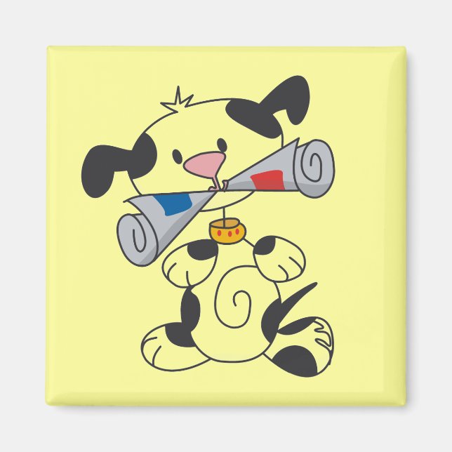 Welpe mit Zeitungs-T-Shirts und Geschenken Magnet (Vorne)