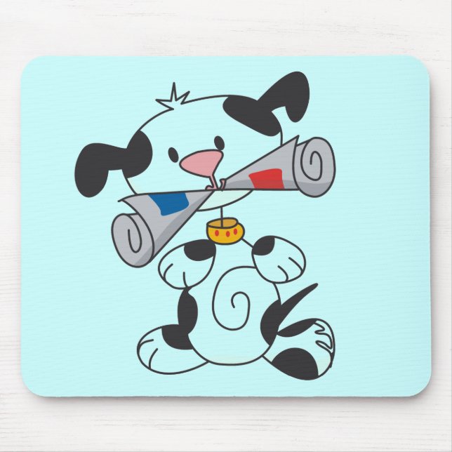 Welpe mit Zeitungs-T-Shirts und Geschenken Mousepad (Vorne)