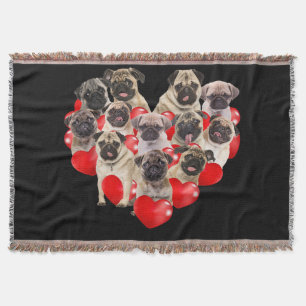 Welpe Möpsen Hundeherz   Valentinstag Decke