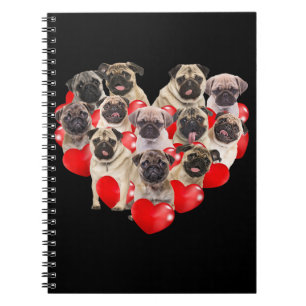 Welpe Möpsen Hundeherz   Valentinstag Notizblock